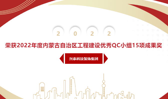 【科裝頭條】興泰科技裝飾集團(tuán)榮獲2022年度內(nèi)蒙古自治區(qū)工程建設(shè)優(yōu)秀QC小組15項(xiàng)成果獎